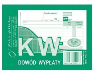 402-5 Kw Dowód Wypłaty A6 Kasowe Bankowe