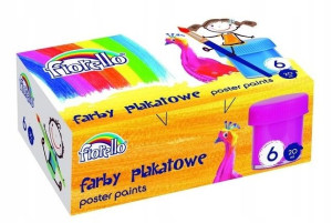 Farby PLAKATOWE FIORELLO 20ml 6 Kolorów Zmywalne