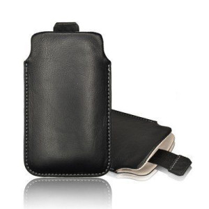 Pionowa skórzana wsuwka Vena SONY ERICSSON X10 MINI PRO czarna (biały środe