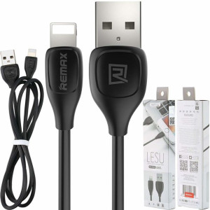 Kabel USB iPhone Lightning 1m Szybkie Ładowanie Remax LESU czarny