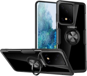 Etui SAMSUNG GALAXY S20 ULTRA Pancerne Clear Carbon Ring czarne