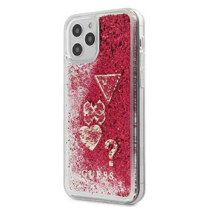 Oryginalne Etui IPHONE 12 MINI 5,4" Guess GUHCP12SGLHFLRA przelewany brokat