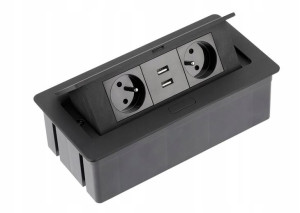 Gtv Przedłużacz Biurkowy Wpuszczany Czarny 2g+2usb