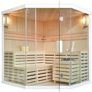 MO-EA4CW BIAŁA Sauna sucha z piecem 5-osobowa 180x180x200cm