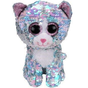 TY BOOS Flippables WHIMSY 42cm cekinowy niebieski kot