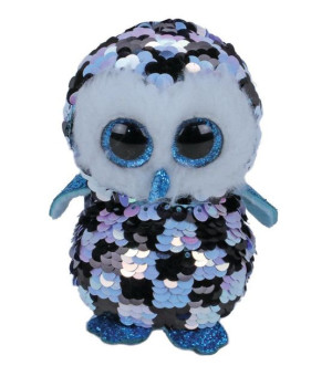 TY BOOS Flipables TOPPER - cekinowa niebiesko czarna sowa 24cm