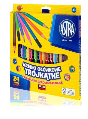 Kredki 24 kolorów trójkątne ASTRA
