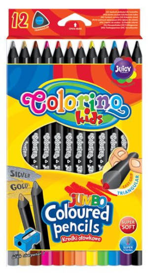 Kredki 12 kolorów czarne drewno - Colorino Kids