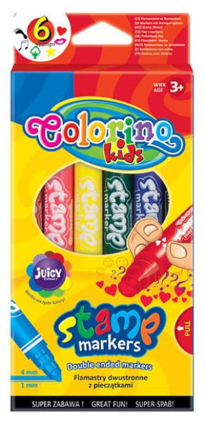Flamastry dwustronne z pieczątkami 6 kolorów - Colorino Kids