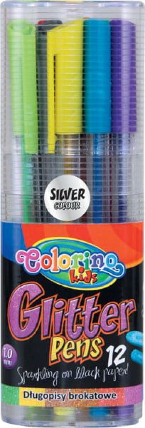 Długopisy brokatowe trójkątne 12 kolorów - Colorino Kids