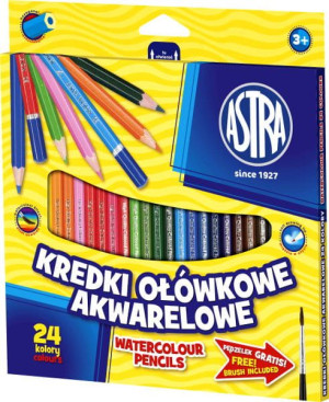 Kredki ołówkowe akwarelowe 24 kolory Astra