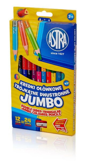 Kredki ołówkowe Jumbo dwustronne 24 kolory - Astra