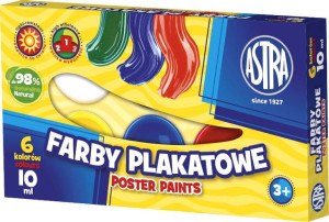 Farby plakatowe 6 kolorów 10ml - Astra
