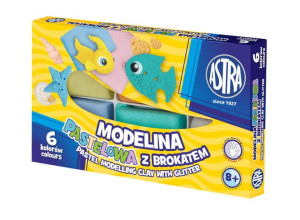 Modelina pastelowa-brokat 6 kolorów - Astra