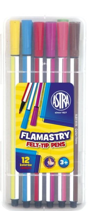 Flamastry 12 kolorów heksagonalne - Astra
