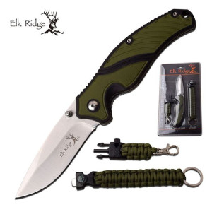Nóż Myśliwski, Paracord, Gwizdek, Krzesiwo Elk Ridge Er-pr-203