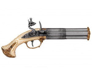 Pistolet Skałkowy Cztery Lufy Francja 1310
