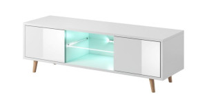 Szafka Pod Tv Sweden Biała Połysk 140cm Led