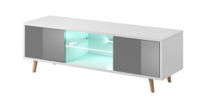 Szafka Pod Tv Sweden Szary Front Połysk 140cm Led