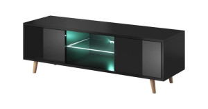 Szafka Pod Tv Sweden Czarny Połysk 140cm Led