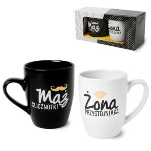 Zestaw kubków porcelanowych Black&White 300 ml