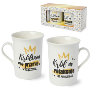 Kubki porcelana prezent Królowa Król 290 ml