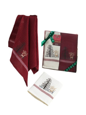 Ręcznik bawełniany haft 3138 V6 NEW YEAR HAPPY kpl.2x40x60