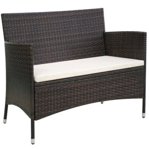 Ławka ogrodowa, 106 cm, polirattan, brązowa