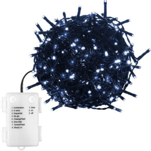 Łańcuch świąteczny 200 LED - 20 m, zimny biały, na baterie