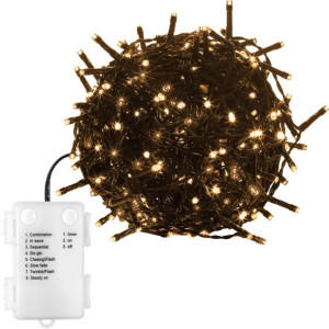 Łańcuch świąteczny - 10 m, 100 LED, ciepła biel, na baterie