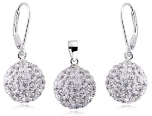 Srebrny Komplet Shamballa Swarovski Kule Kulki