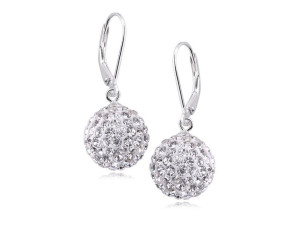 Srebrne Kolczyki Shamballa Swarovski Kulki Kule