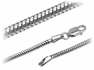 Gruby Okrągły Łańcuszek Żmijka Snake Wąż 45cm