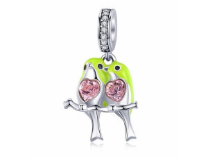 Srebrny Koralik Charms Beads Papużki Nierozłączki