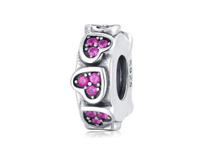 Srebrny Koralik Charms Obrączka Ring Serce Heart