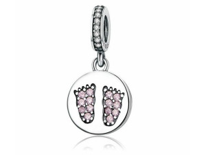 Srebrny Koralik Charms Beads Dziecięce Stopki Foot