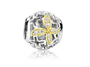 Srebrny Koralik Charms Beads Motylek Butterfly