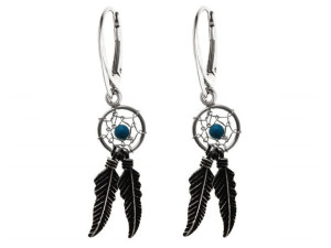 Wiszące Srebrne Kolczyki Łapacz Snów Dreamcatcher