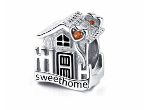 Srebrny Koralik Charms Beads Sweet Home Domek