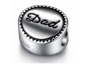 Srebrny Koralik Charms Beads Tata Ojciec Tatuś Dad