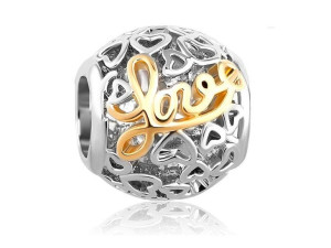 Srebrny Koralik Charms Beads Serca Serduszka Love