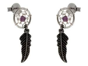 Wiszące Srebrne Kolczyki Łapacz Snów Dreamcatcher