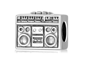 Srebrny Koralik Charms Beads Radio Magnetofon