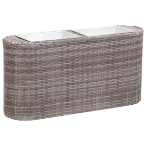 Podwyższona donica ogrodowa, 80x25x40 cm, polirattan, szara