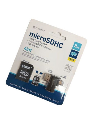 Zestaw 4w1 Micro Sd 8gb Adapter Sd + Otg Platinet