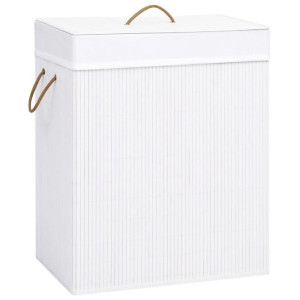Bambusowy kosz na pranie, biały, 100 L