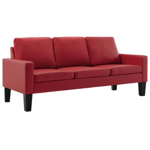 3-osobowa sofa, czerwona, sztuczna skóra