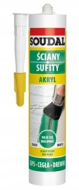 SOUDAL ŚCIANY SUFITY uniwersalny biały akryl do wewnątrz 280ml (8765)