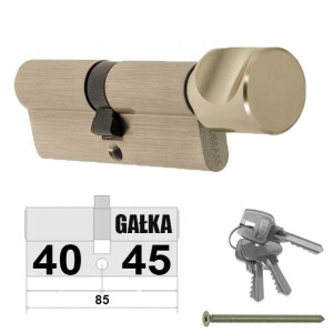 Wkładka 40/45 Alubrass Gałka Mosiądz Satyna
