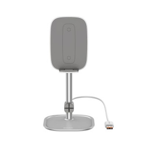 Stojak teleskopowy Baseus z ładowarką bezprzewodową na telefon/tablet (sreb